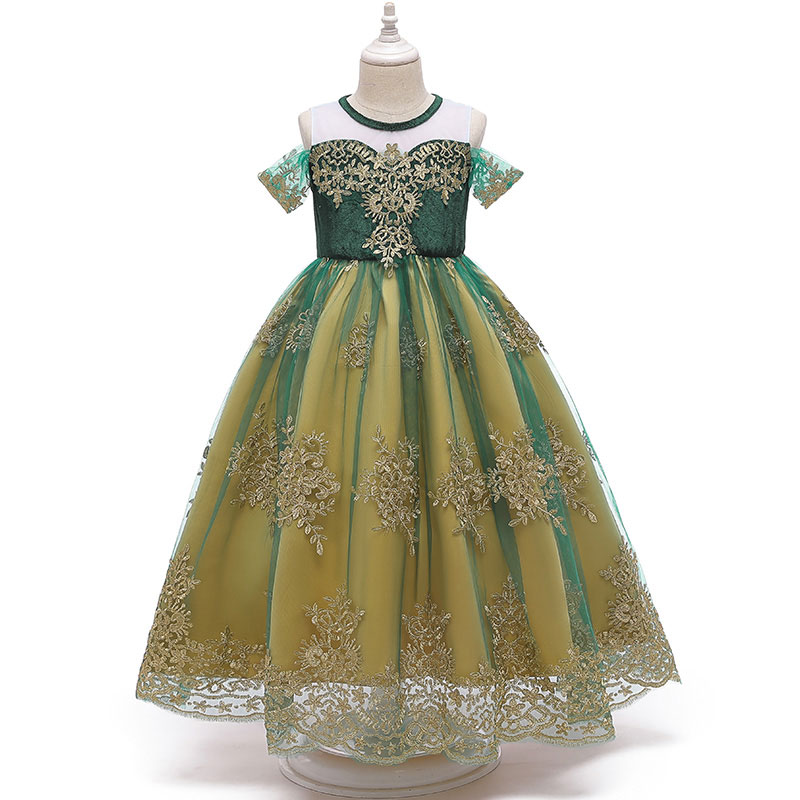 ディズニー アナと雪の女王 FROZEN アナ　緑色　ガール　ドレス　花柄付 ディズニーのプリンセス