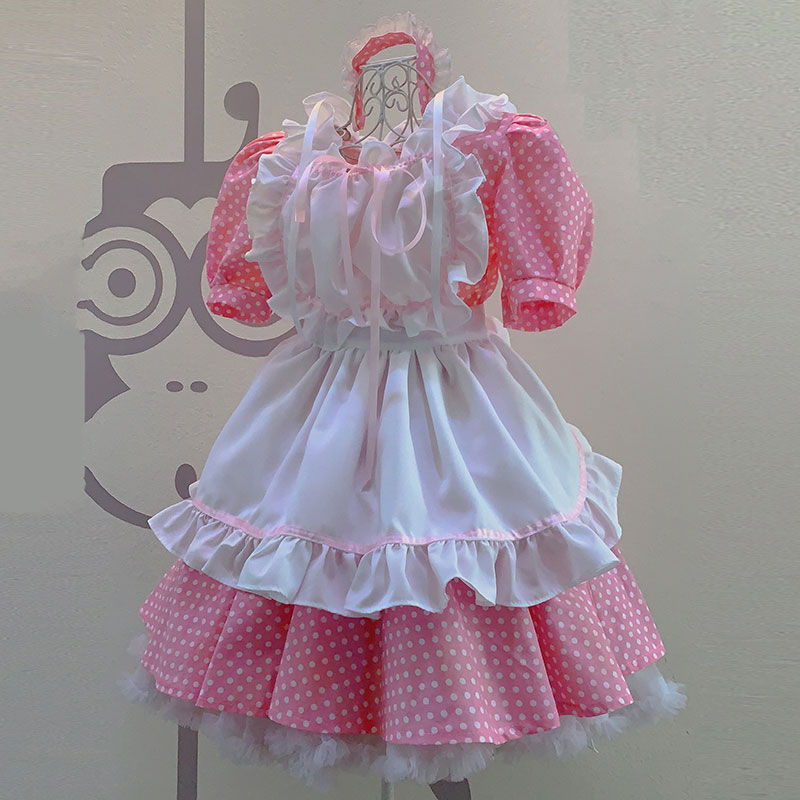 ピンクメイド服　セット　可愛い　お姫様　ドットプリント