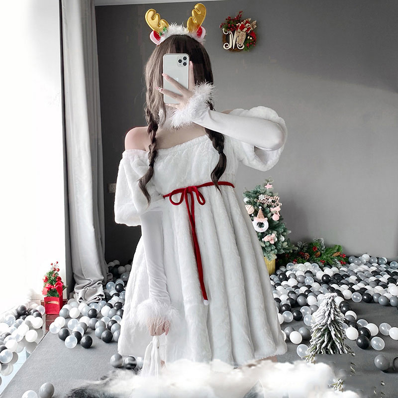 セクシー　白 サンタ衣装　ハロウィンクリスマス　ワンピース　雪美人コスプレ　