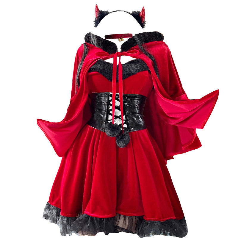 黒×赤　サンタワンピース　ロング丈　紐ベルト　クリスマス大人気　衣装通販・販売 