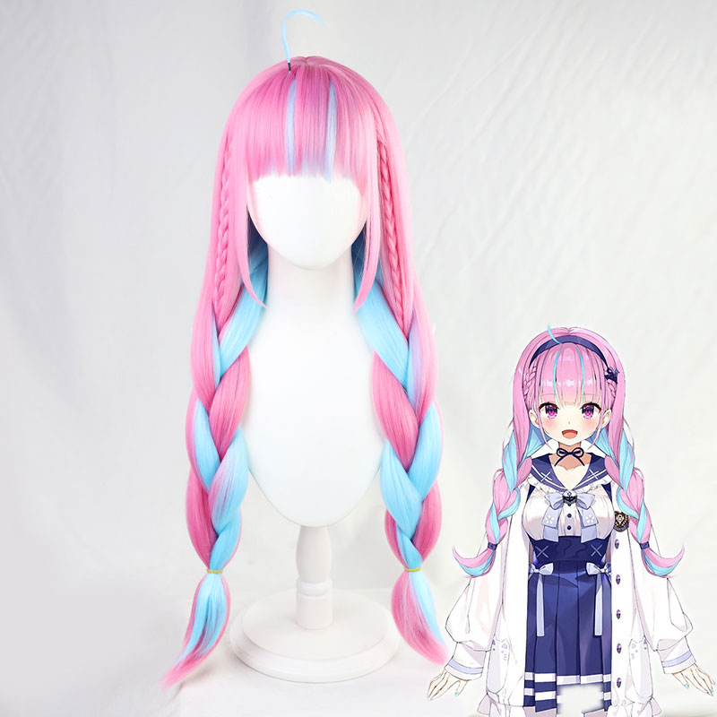 Vtuber バーチャルアイドル 湊あくあ コスプレウィッグ　みずいろ　ピンク　通販・販売 