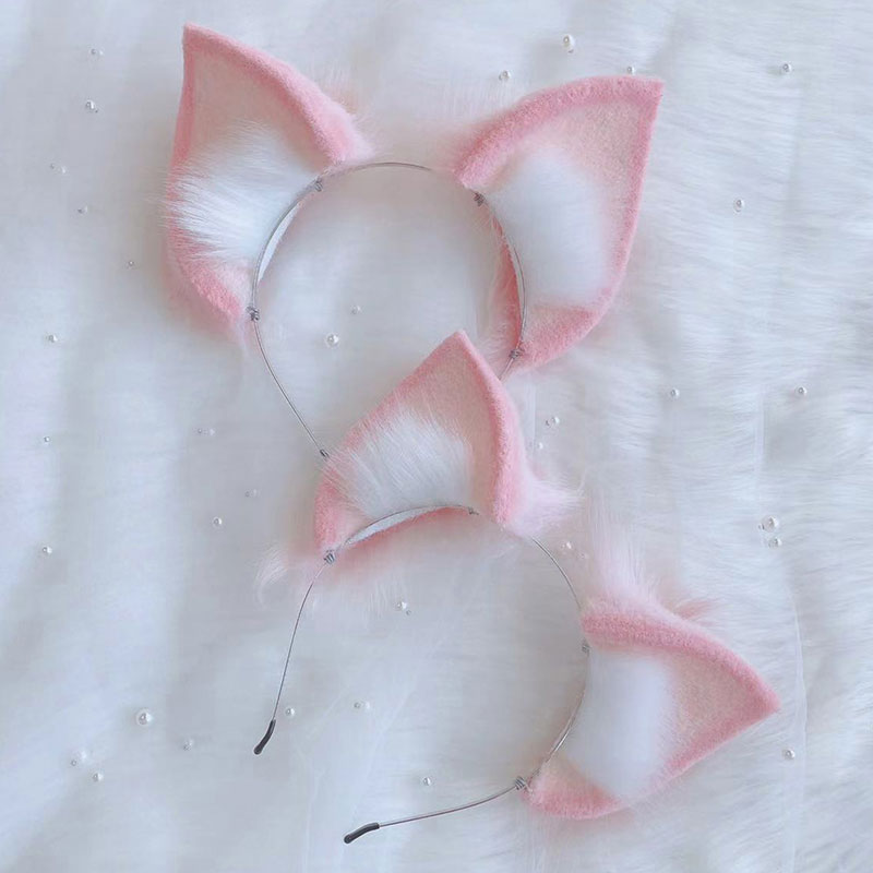 Disney　リーナ·ベル コスプレ頭飾り キツネ耳 もふもふ ピンク ケモ耳