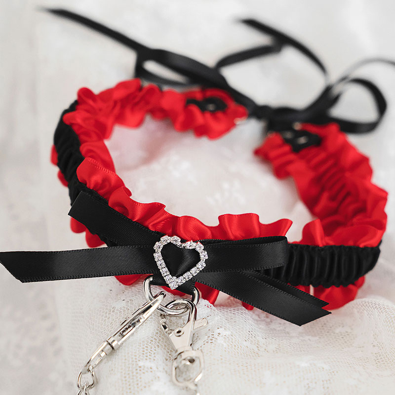 Lolita 首飾り 頸飾り　リボン　赤 黒　メイドパーツ　ネックレス 撮影道具　コスプレ　アクセサリー　