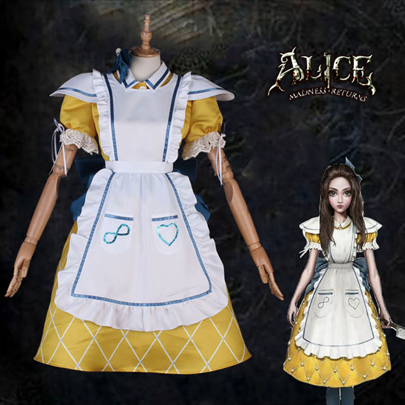 Alice:Asylum エリス　髑髏おまけ　格子縞　サテン　コスチューム　メイド服　黄色　