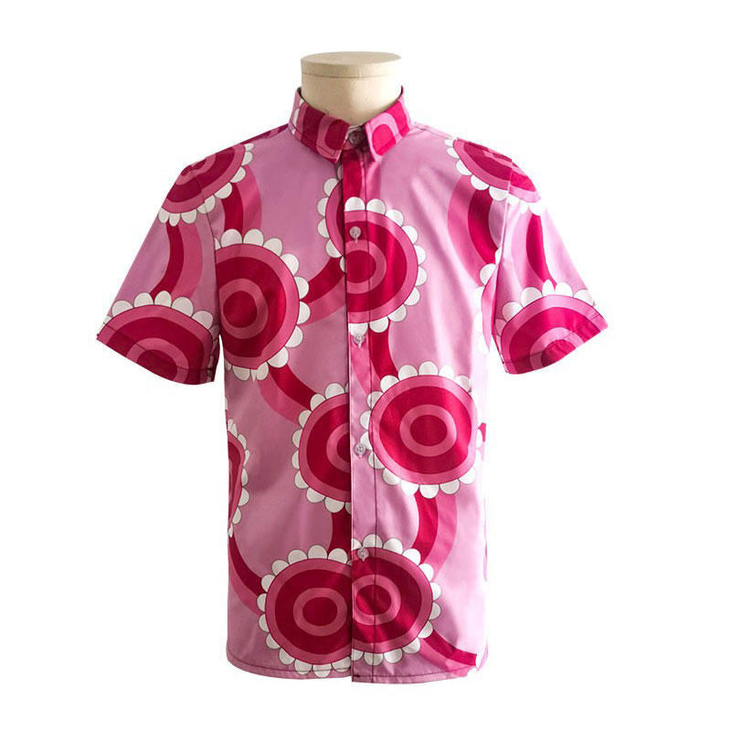 ワンピース　ONEPIECE　サンジ　ピンクの半袖シャツ　夏着 コスプレ衣装