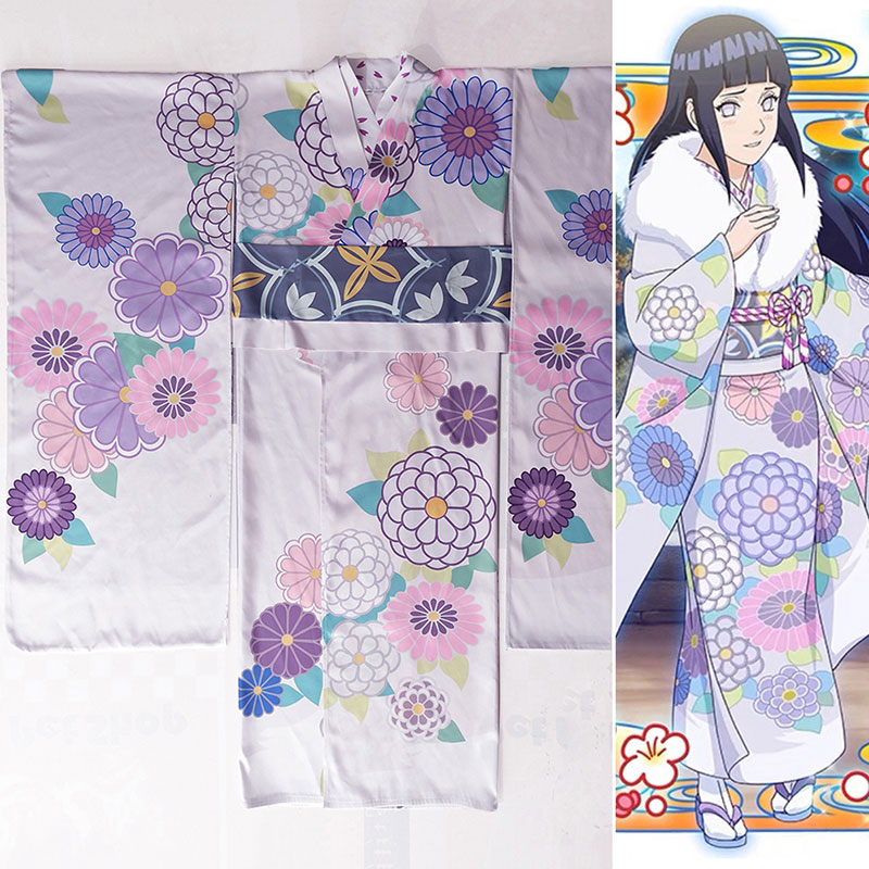 NARUTO　日向ヒナタ　コスプレ衣装　花柄　着物　和風　かわいい系　仮装