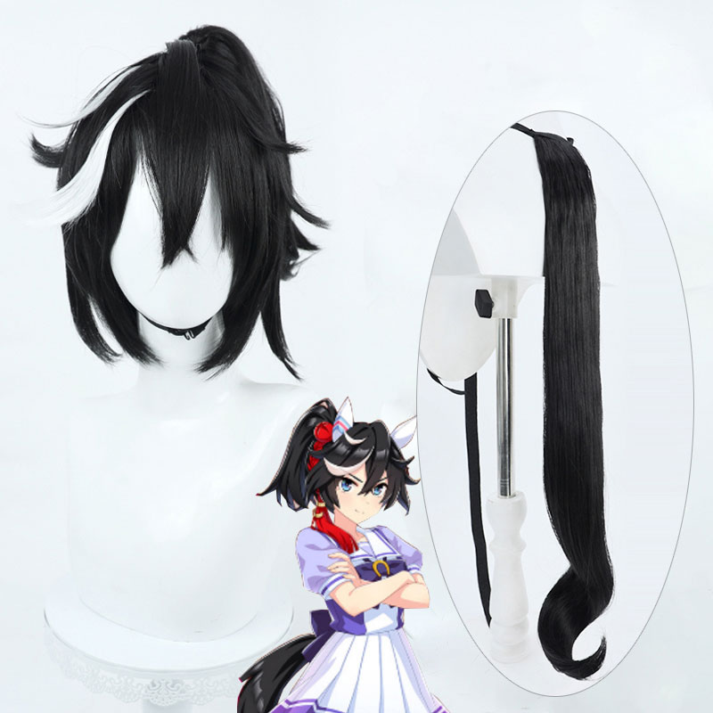 ウマ娘 プリティーダービー カツラギエース コスプレかつら 白黒 撮影 かっこいい