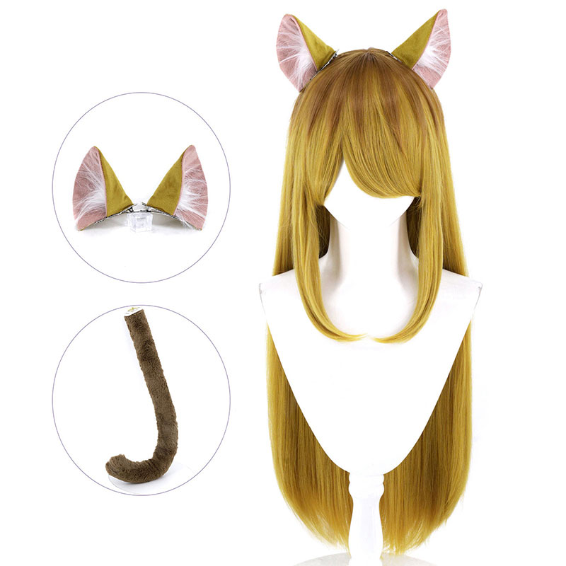 ヤニねこ カンサイねこ かんさいねこ コスプレかつら ロングヘア コスプレウィッグ しっぽ 耳