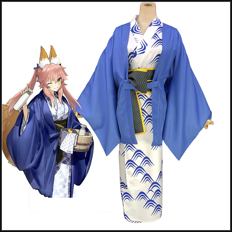 FGO　Fate/Grand Order 3周年記念 英霊旅装:玉藻の前　浴衣　コスプレ衣装　青色