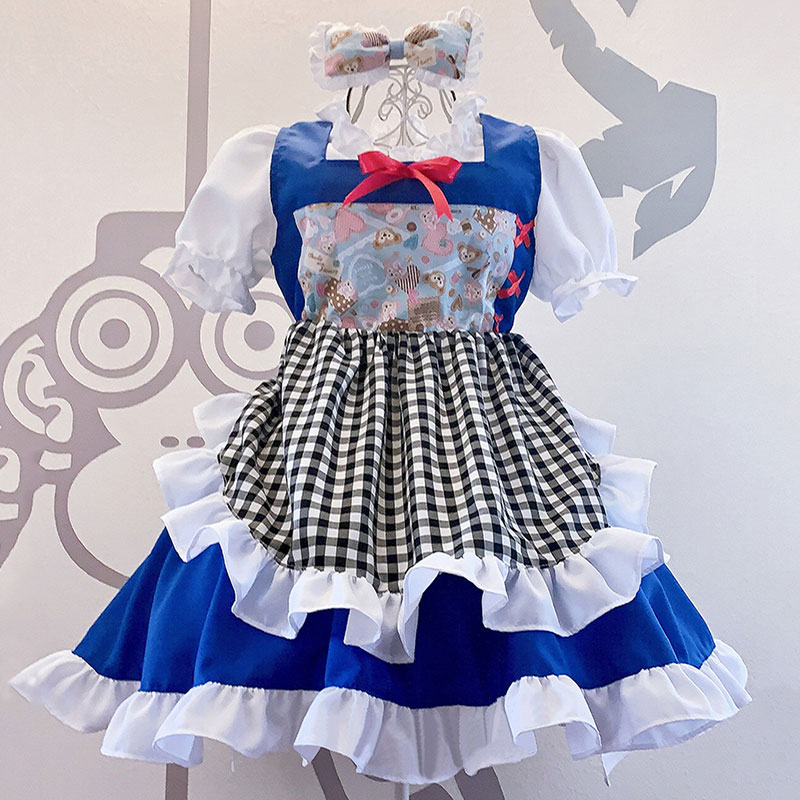 メイド服 お姫様 可愛い lolita セット 華麗 白＋青通販・販売 