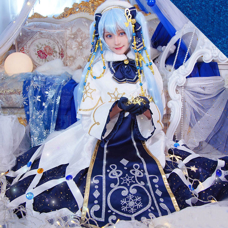 雪ミクコスプレ服vocaloid miku雪の巫女の着物コスプレ衣装g - コスプレ