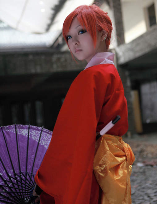 吉原☆コスプレ衣装☆銀魂 吉原 神楽 レッド和服 コスプレ衣装「 銀魂