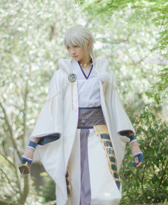 在庫高品質 刀剣乱舞 鶴丸国永風 内番 コスプレ 履物 ウィッグ フル